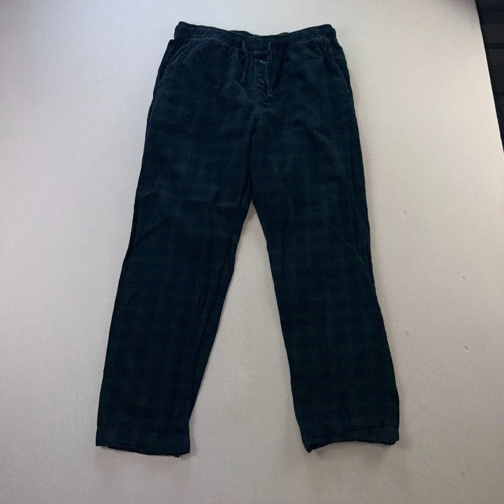 Banana Republic Men  Green and Navy Plaid Cotton Lounge Pajama Pants Meduim